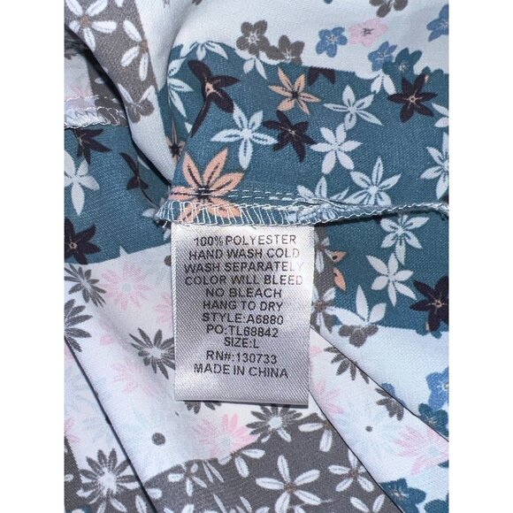 Umgee Floral Patchwork Dress Womens L Multicolor V-Neck Short Sleeve Tiered - Picture 3 of 6